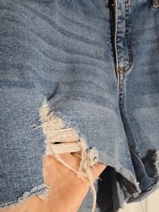 Sofia by sofia vergara Distressed High-Rise Denim Shorts - Blue Size 12 - Picture 4 of 10